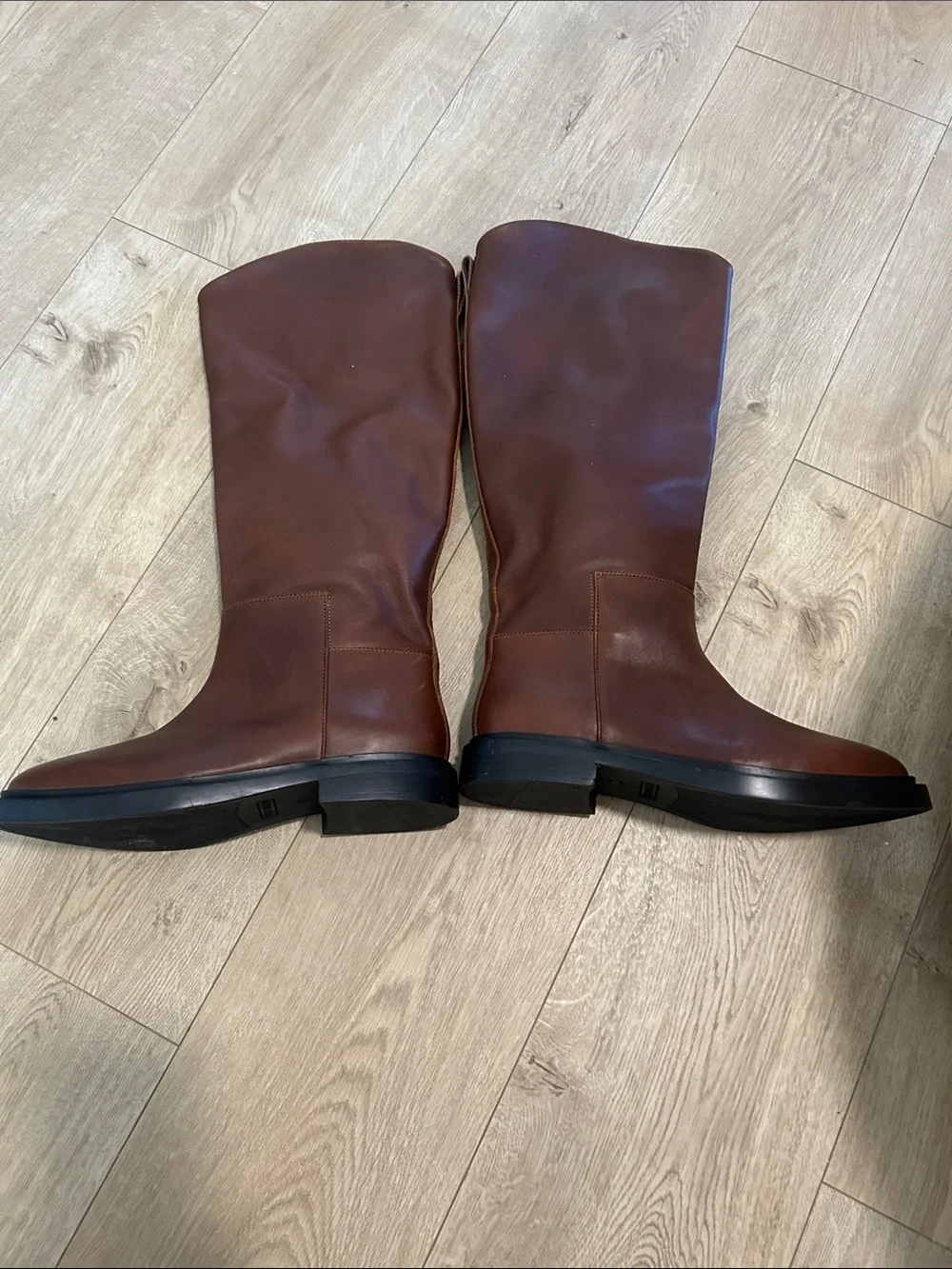 Steve Madden Brown Leather Round Toe Knee High Boots, Brown, Size 9, NWOT